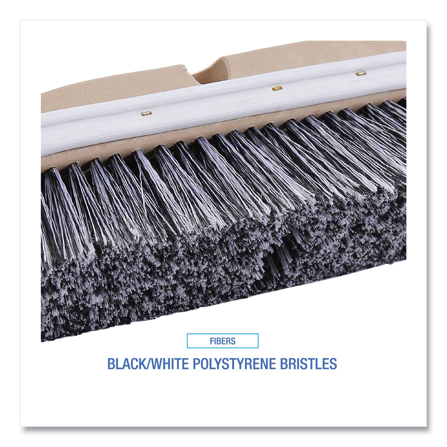 Boardwalk Polystyrene Vehicle Brush with Vinyl Bumper, Black/White Polystyrene Bristles, 10" Brush (8410)