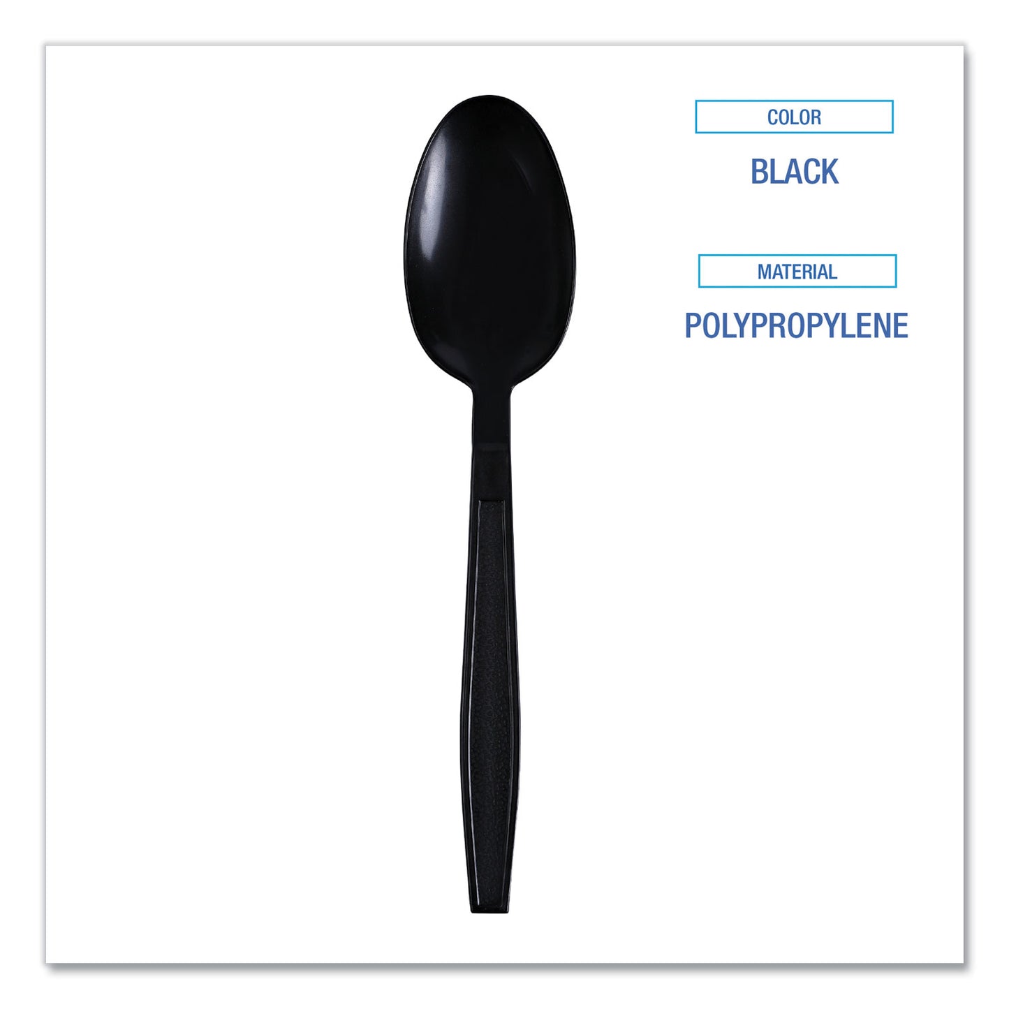 Boardwalk Heavyweight Wrapped Polypropylene Cutlery, Teaspoon, Black, 1,000/Carton (TSHWPPBIW)