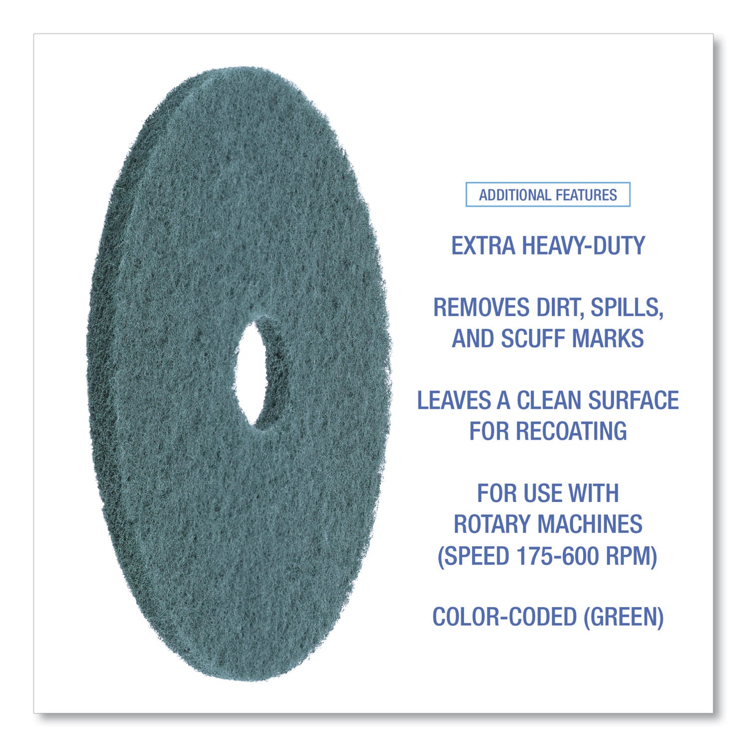 Boardwalk Heavy-Duty Scrubbing Floor Pads, 17" Diameter, Green, 5/Carton (4017GRE)