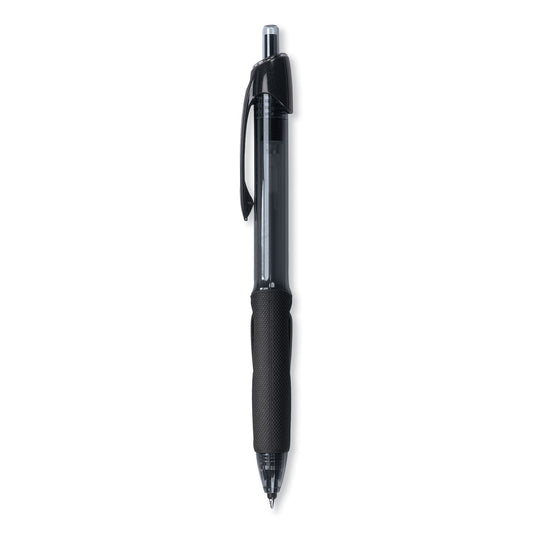 uni-ball Power Tank RT Ballpoint Pen, Retractable, Bold 1 mm, Black Ink, Smoke/Black Barrel, Dozen (42070)