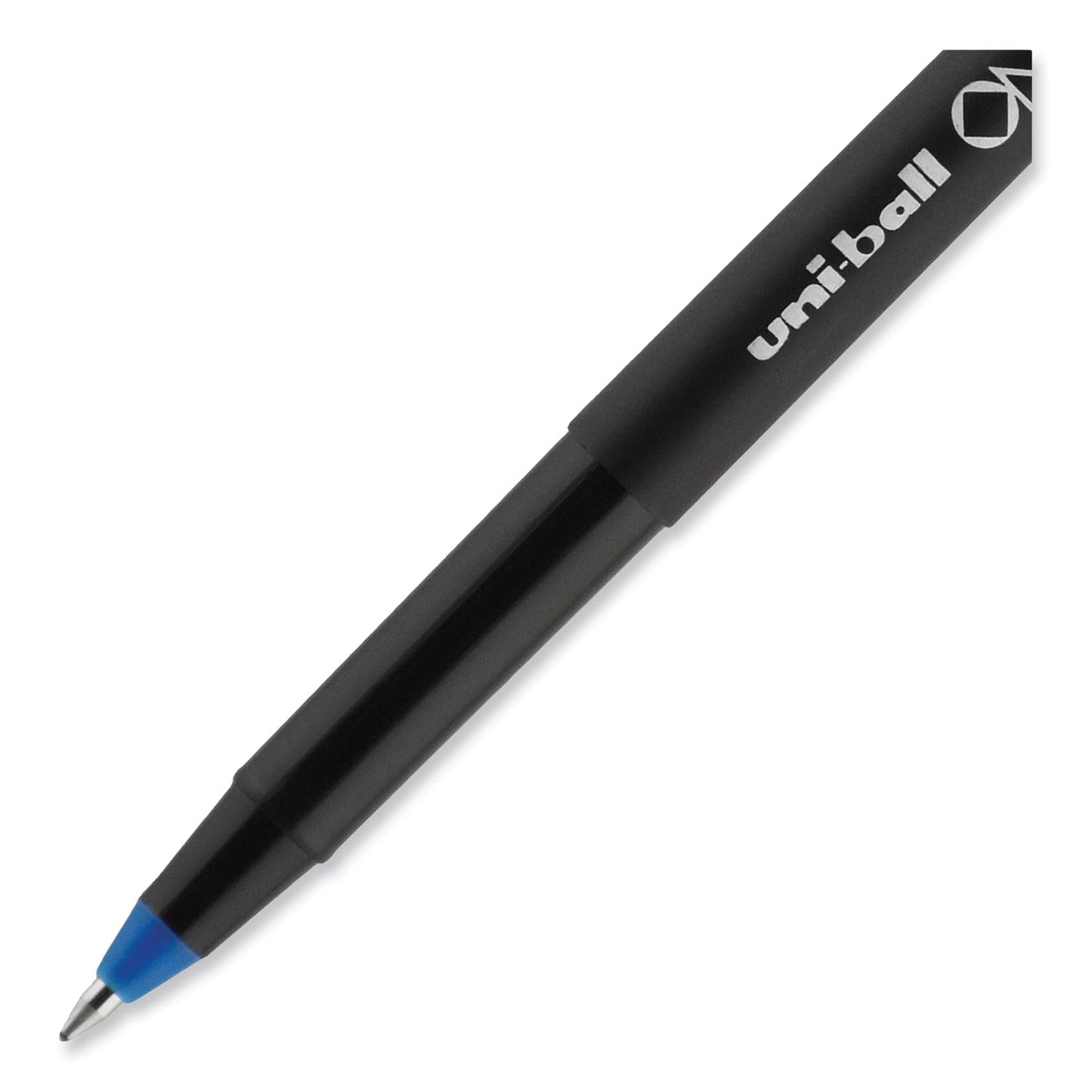 uni-ball ONYX Roller Ball Pen, Stick, Extra-Fine 0.5 mm, Blue Ink, Black/Blue Barrel, Dozen (60041)
