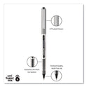 uni-ball VISION Roller Ball Pen, Stick, Fine 0.7 mm, Black Ink, Silver/Black/Clear Barrel, Dozen (60126)