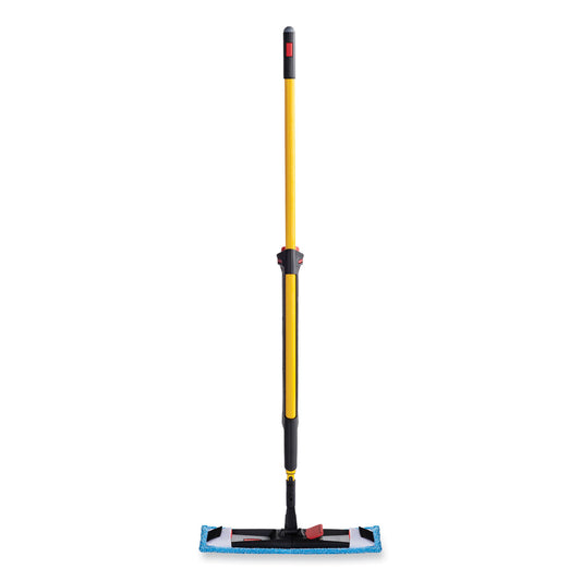 Rubbermaid Commercial Adaptable Flat Mop Kit, 19.5 x 5.5 Blue Microfiber Head, 48" to 72" Yellow Aluminum Handle (2132426)