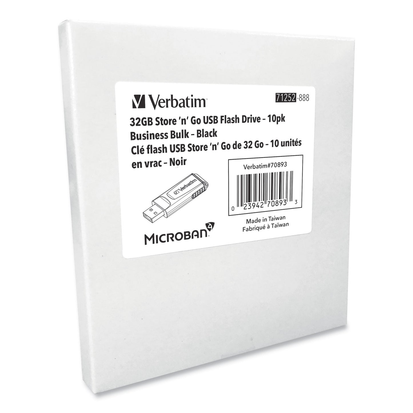 Verbatim Store 'n' Go USB Flash Drive Business Bulk, 32 GB, Black, 10/Pack (70893)
