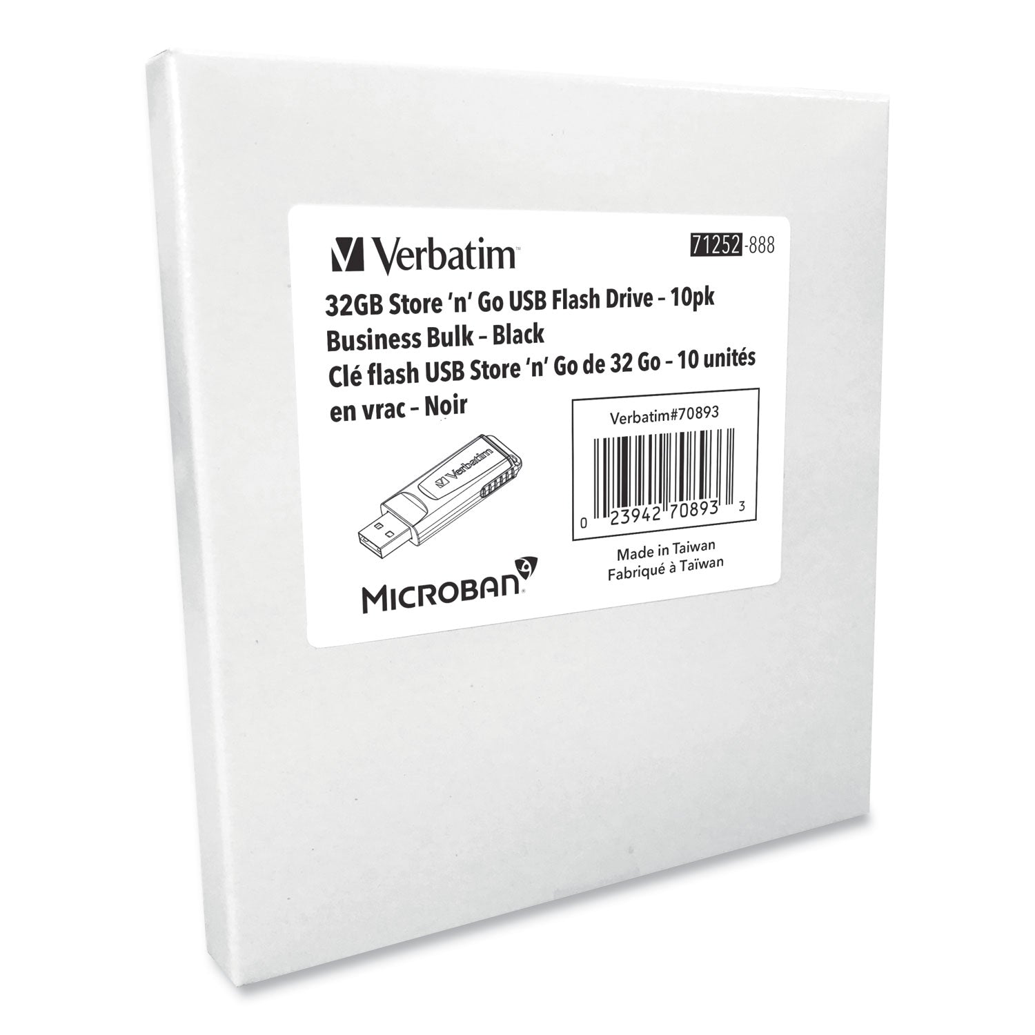 Verbatim Store 'n' Go USB Flash Drive Business Bulk, 32 GB, Black, 10/Pack (70893)