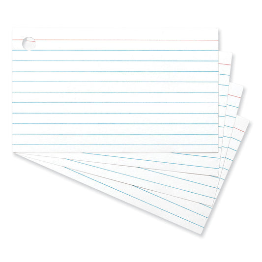 Universal Ring Index Cards, Ruled, 3 x 5, White, 100/Pack (47300)