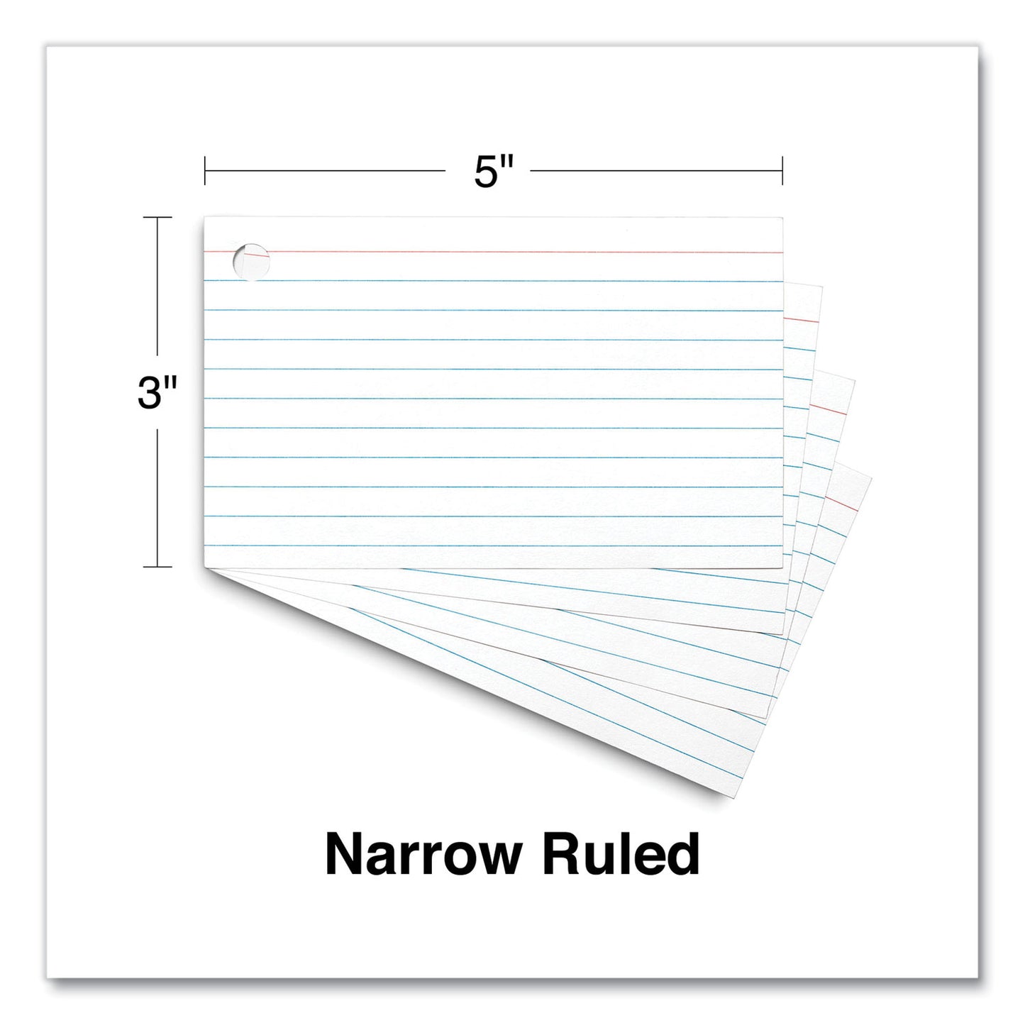 Universal Ring Index Cards, Ruled, 3 x 5, White, 100/Pack (47300)