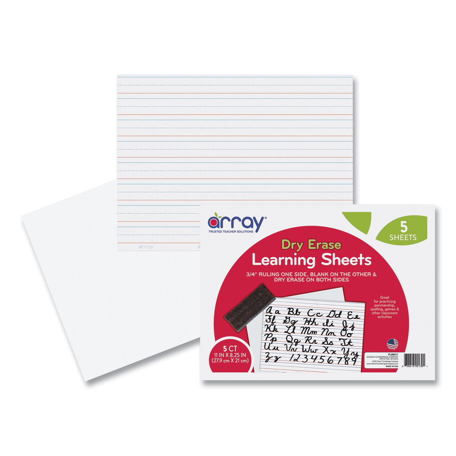 Pacon GoWrite! Dry Erase Learning Boards, 8.25 x 11, White Surface, 5/Pack (LB8511)