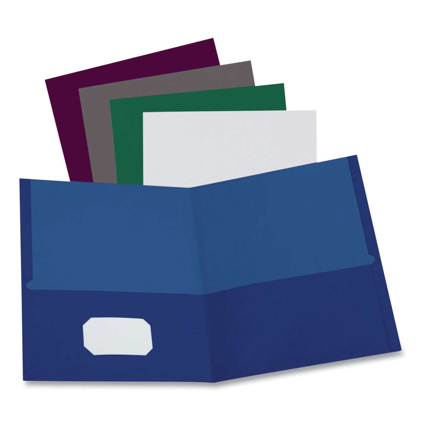 Oxford Linen Finish Twin Pocket Folders, 100-Sheet Capacity, 11 x 8.5, Navy, 25/Box (53443)