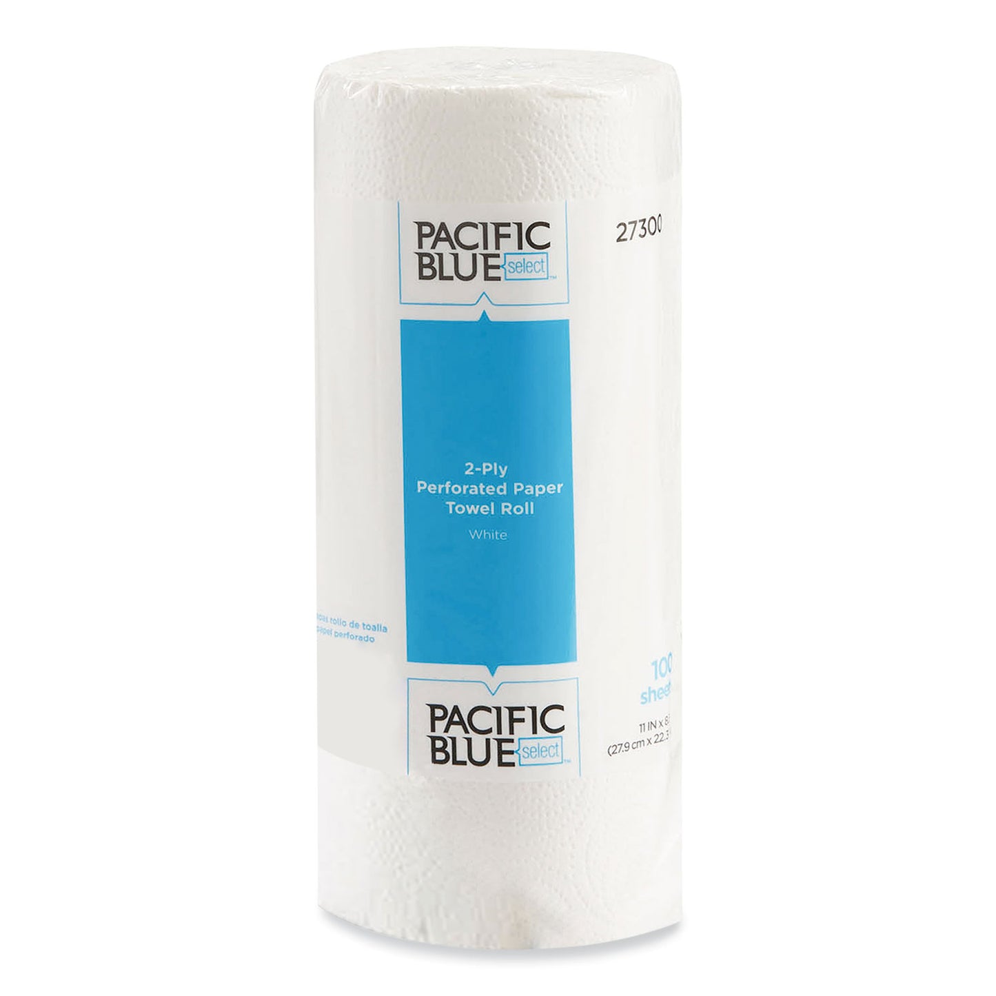 Georgia Pacific Professional Pacific Blue Select Two-Ply Perforated Paper Kitchen Roll Towels, 2-Ply, 11 x 8.88, White, 100/Roll (27300RL)