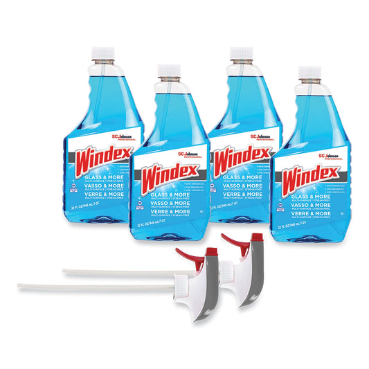 Windex Original Glass Cleaner, Fresh Scent, 32 oz Spray Bottle, 4/Carton (327171)