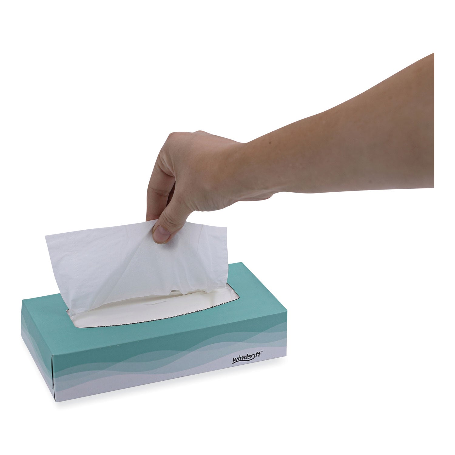 Windsoft Facial Tissue, 2 Ply, White, Flat Pop-Up Box, 100 Sheets/Box, 30 Boxes/Carton (2360)
