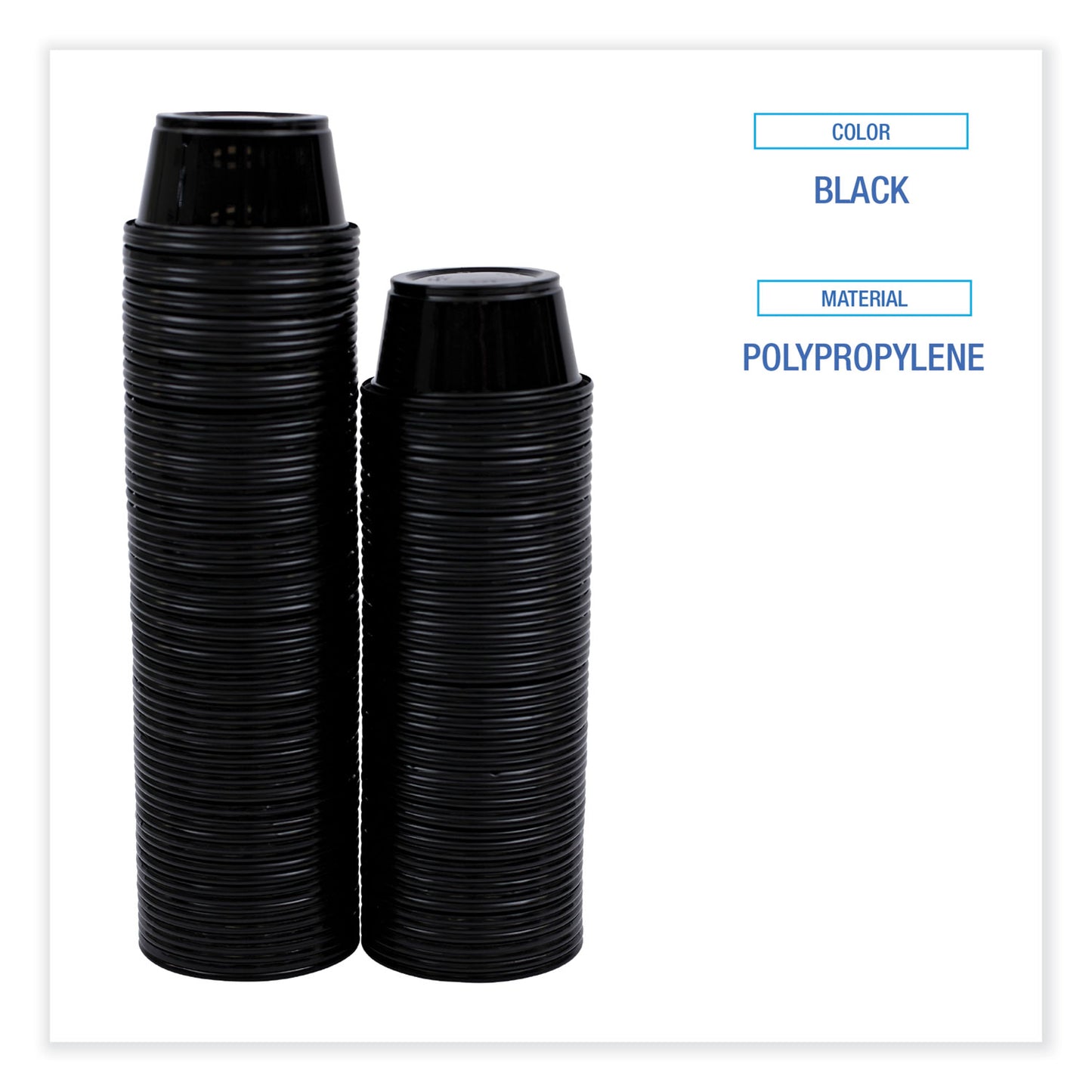 Boardwalk Souffle/Portion Cups, 2 oz, Polypropylene, Black, 125 Cups/Sleeve, 20 Sleeves/Carton (PRTN2BL)