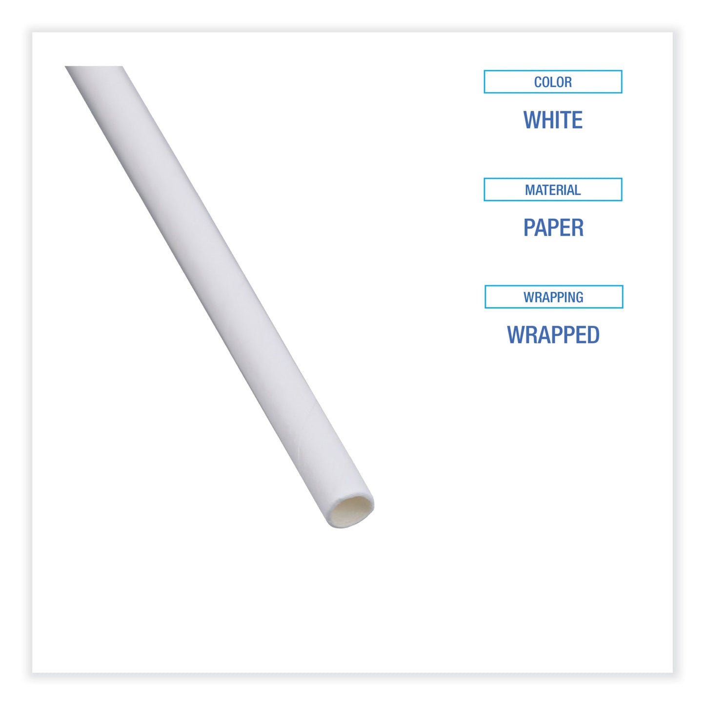 Boardwalk Individually Wrapped Paper Straws, 7.75" x 0.25", White, 3,200/Carton (PPRSTRWWR)