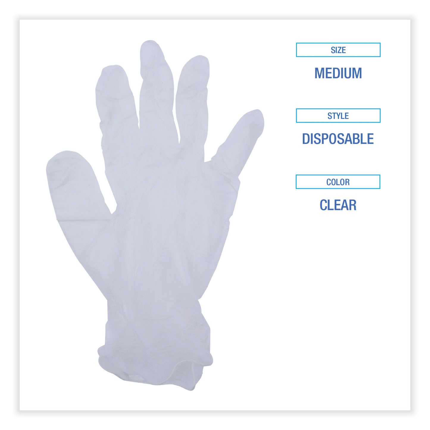 Boardwalk General Purpose Vinyl Gloves, Powder/Latex-Free, 2.6 mil, Medium, Clear, 100/Box (365MBX)