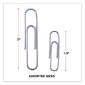 Universal Plastic-Coated Paper Clips with Two-Compartment Dispenser Tub, (750) #2 Clips, (250) Jumbo Clips, Silver (21001)