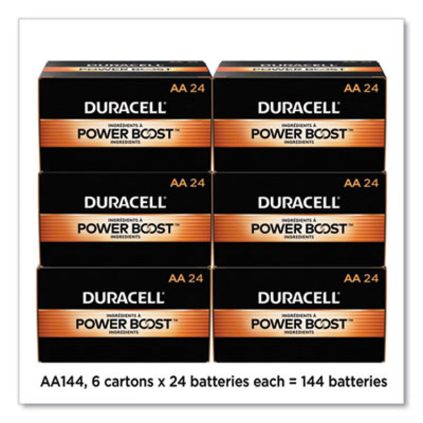 Duracell Power Boost CopperTop Alkaline AA Batteries, 144/Carton (MN1500BKD)