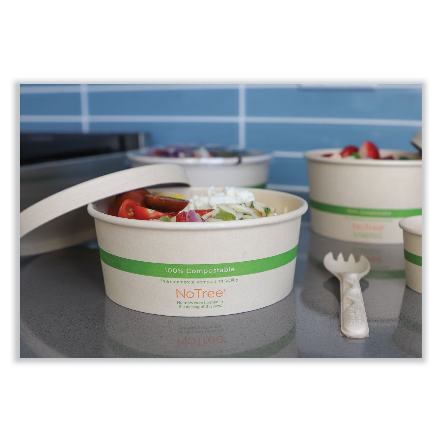 World Centric No Tree Wide Paper Bowls, 24 oz, 5.9" Diameter x 2.4"h, Natural, Sugarcane, 300/Carton (BONT24W)