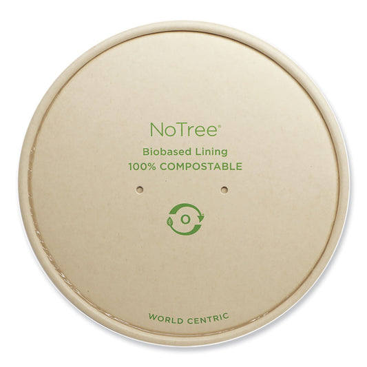 World Centric Paper Lids for Bowls. 5.9" Diameter, Natural, Paper, 300/Carton (BOLNT24W)