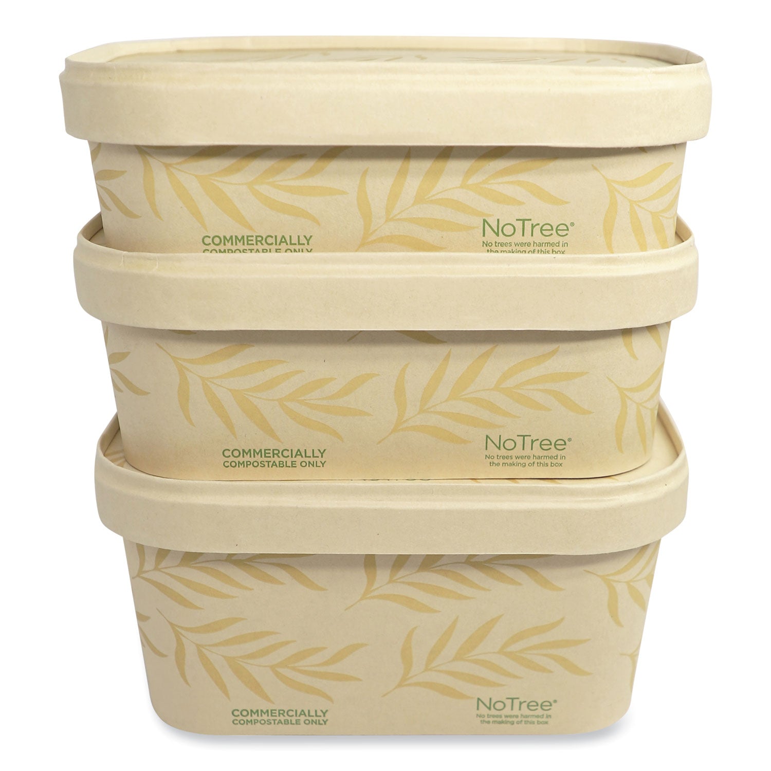 World Centric No Tree Rectangular Containers, 32 oz, 4.7 x 6.8 x 3, Natural, Sugarcane, 300/Carton (CTNT32)