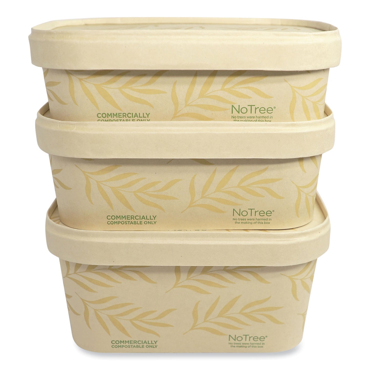 World Centric No Tree Rectangular Containers, 24 oz, 4.7 x 6.8 x 2.3, Natural, Sugarcane, 300/Carton (CTNT24)