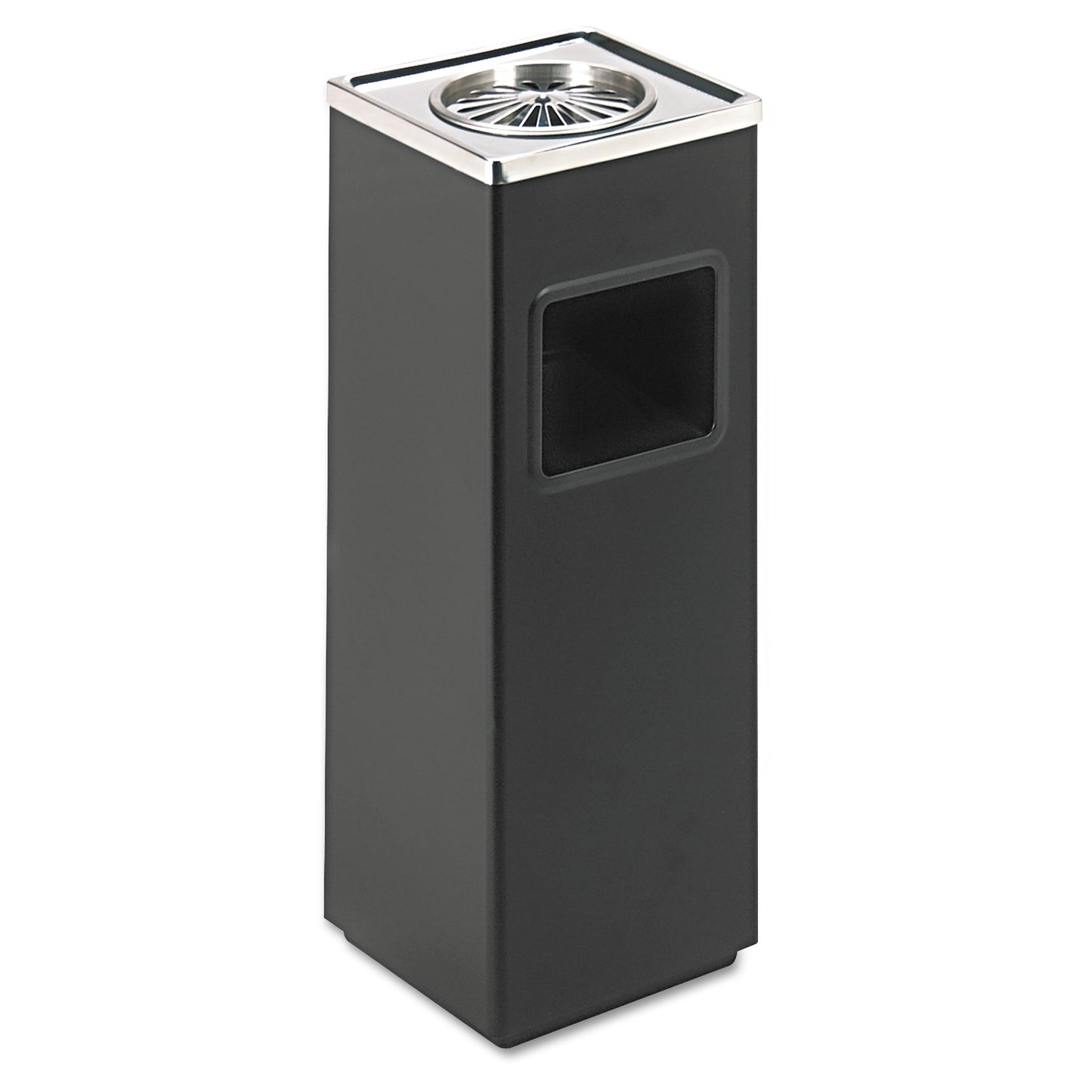 Safco Square Ash 'N' Trash Sandless Urn, 3 gal, Stainless Steel, Black (9696BL)