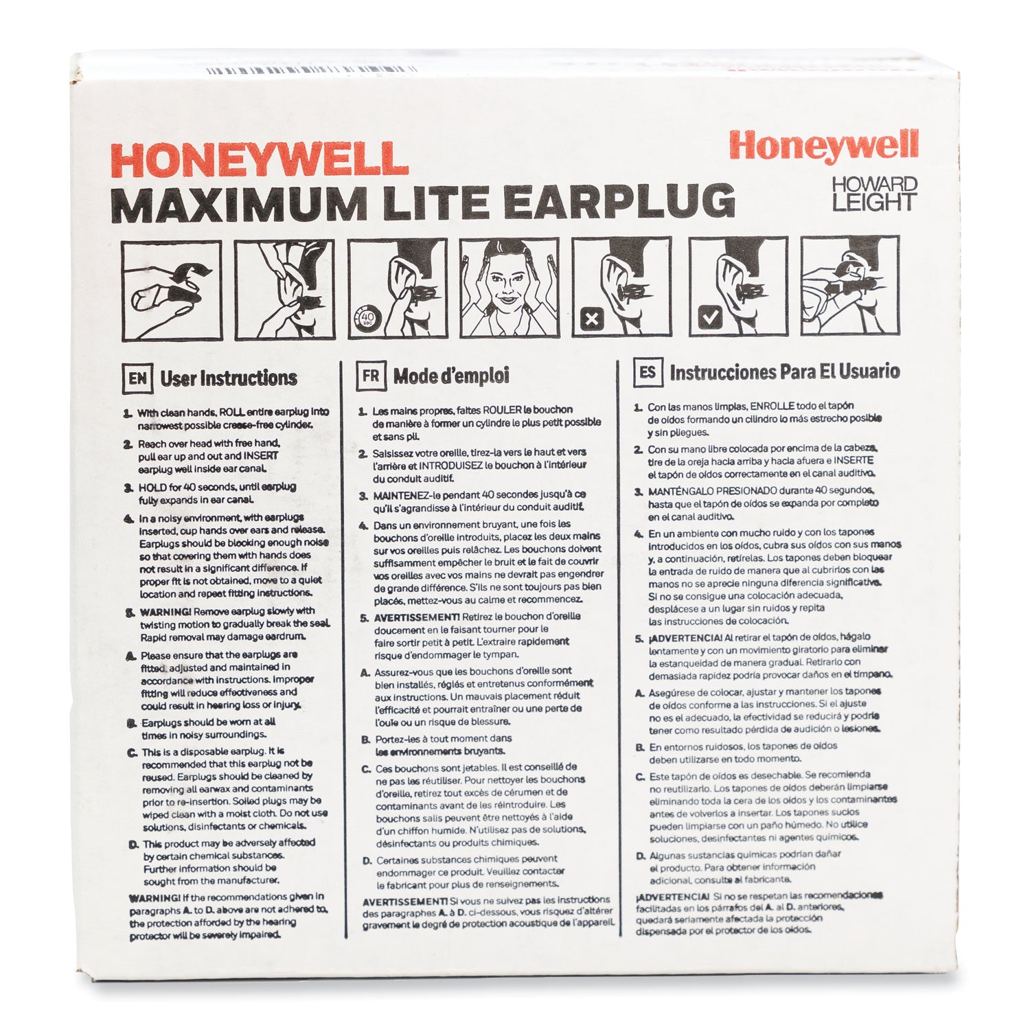 Howard Leight MAXIMUM Lite Single-Use Earplugs, Cordless, 30NRR, Green, 200 Pairs (LPF1)