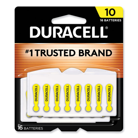 Duracell Hearing Aid Battery, #10, 16/Pack (DA10B16ZM10)