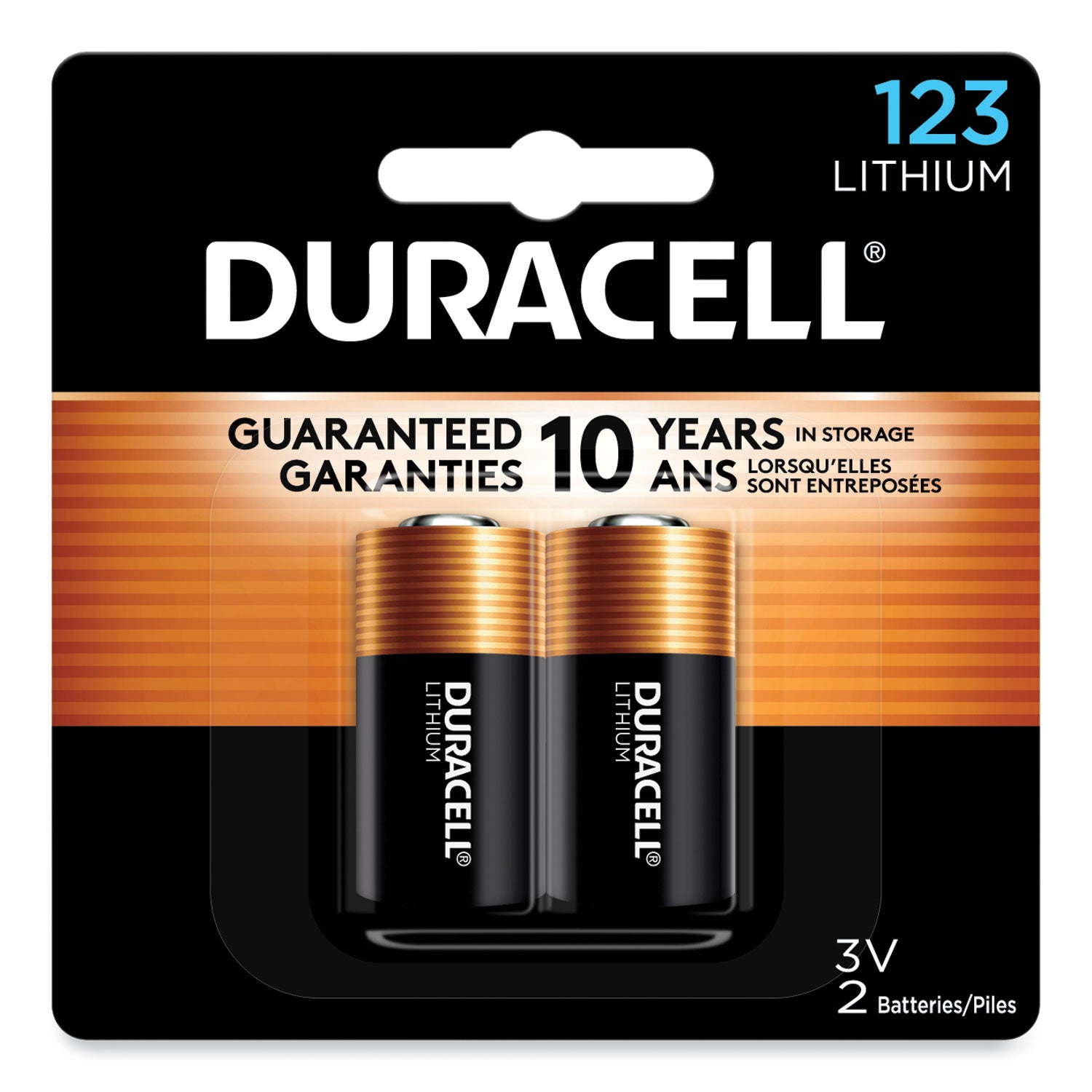 Duracell Specialty High-Power Lithium Battery, 123, 3 V, 2/Pack (DL123AB2BPK)