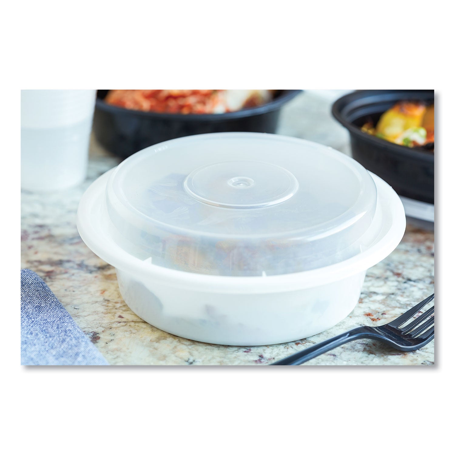 Pactiv Newspring VERSAtainer Microwavable Containers, Round, 16 oz, 6 x 6 x 1.5, White/Clear, Plastic, 150/Carton (NC718)