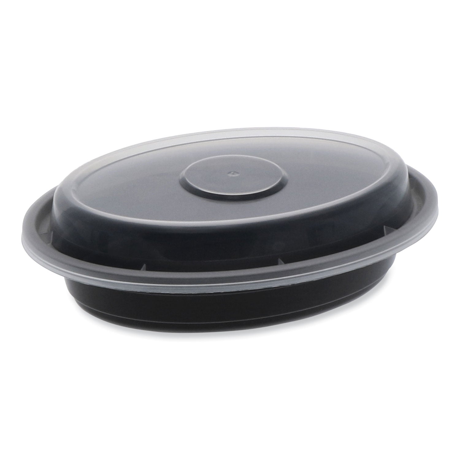 Pactiv Newspring VERSAtainer Microwavable Containers, Oval, 6 oz, 5.7 x 4 x 1.1, Black/Clear, Plastic, 150/Carton (OC06B)