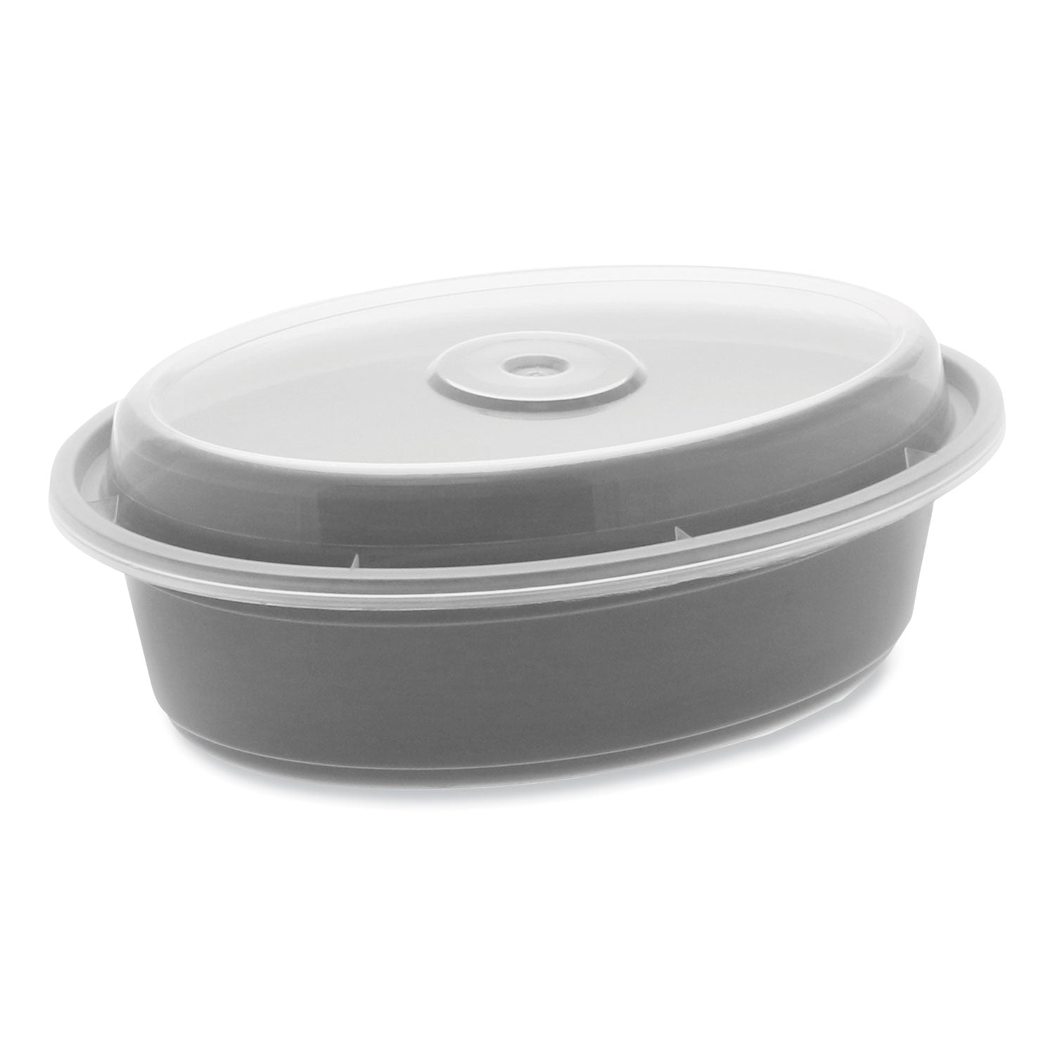 Pactiv Newspring VERSAtainer Microwavable Containers, Oval, 16 oz, 6.8 x 4.8 x 1.9, Black/Clear, Plastic, 150/Carton (OC16B)