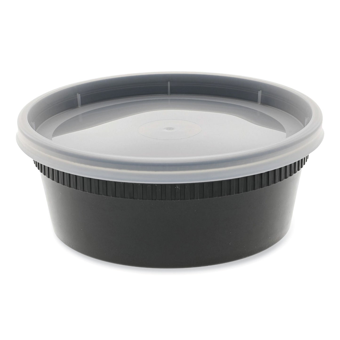 Pactiv Newspring DELItainer Microwavable Container, 8 oz, 4.55 x 4.55 x 1.8, Black/Clear, Plastic, 240/Carton (YL2508B)