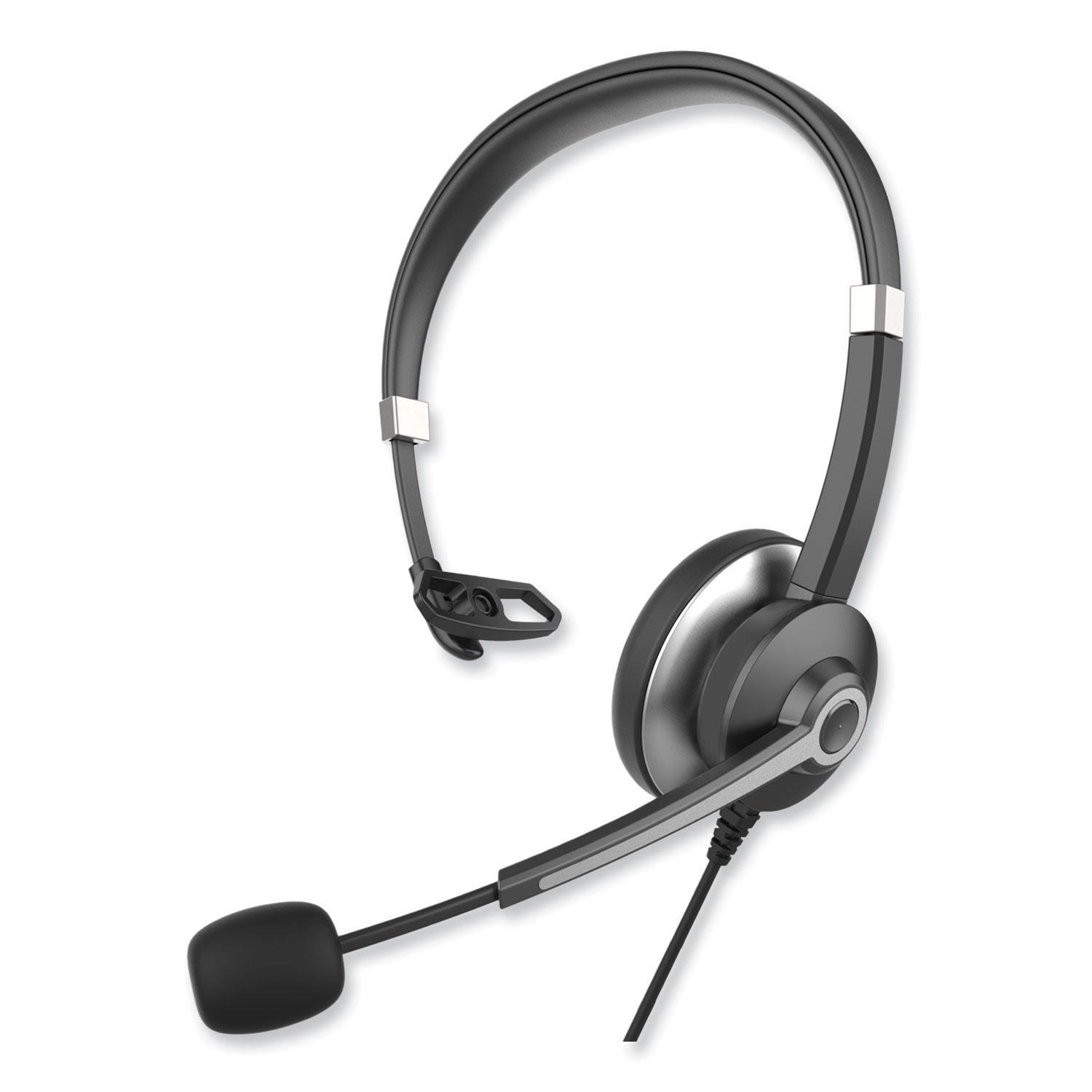 Innovera IVR70001 Monaural Over The Head Headset, Black/Silver