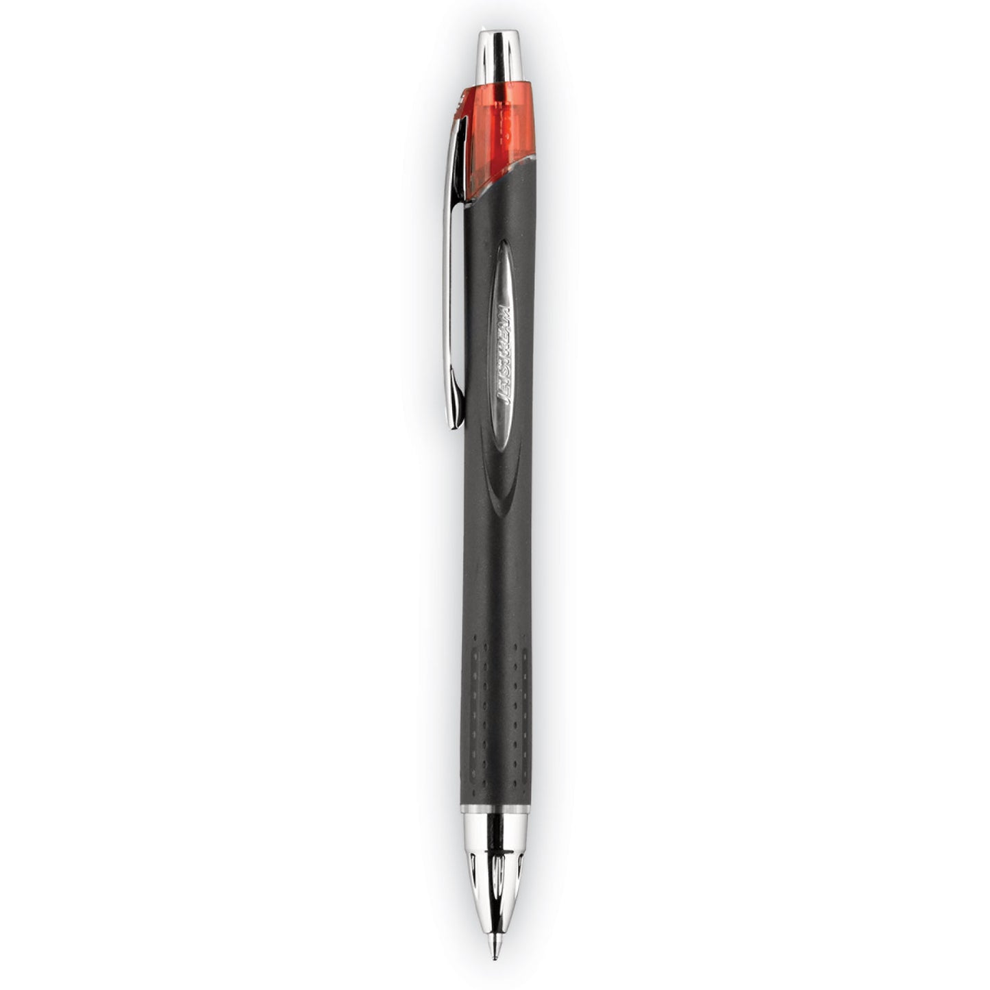 uni-ball Jetstream Retractable Hybrid Gel Pen, Bold 1 mm, Red Ink, Black/Silver/Red Barrel (73834)