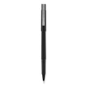 uni-ball Roller Ball Pen, Stick, Extra-Fine 0.5 mm, Black Ink, Black Matte Barrel, Dozen (60151)