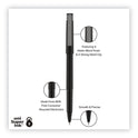 uni-ball Roller Ball Pen, Stick, Extra-Fine 0.5 mm, Black Ink, Black Matte Barrel, Dozen (60151)