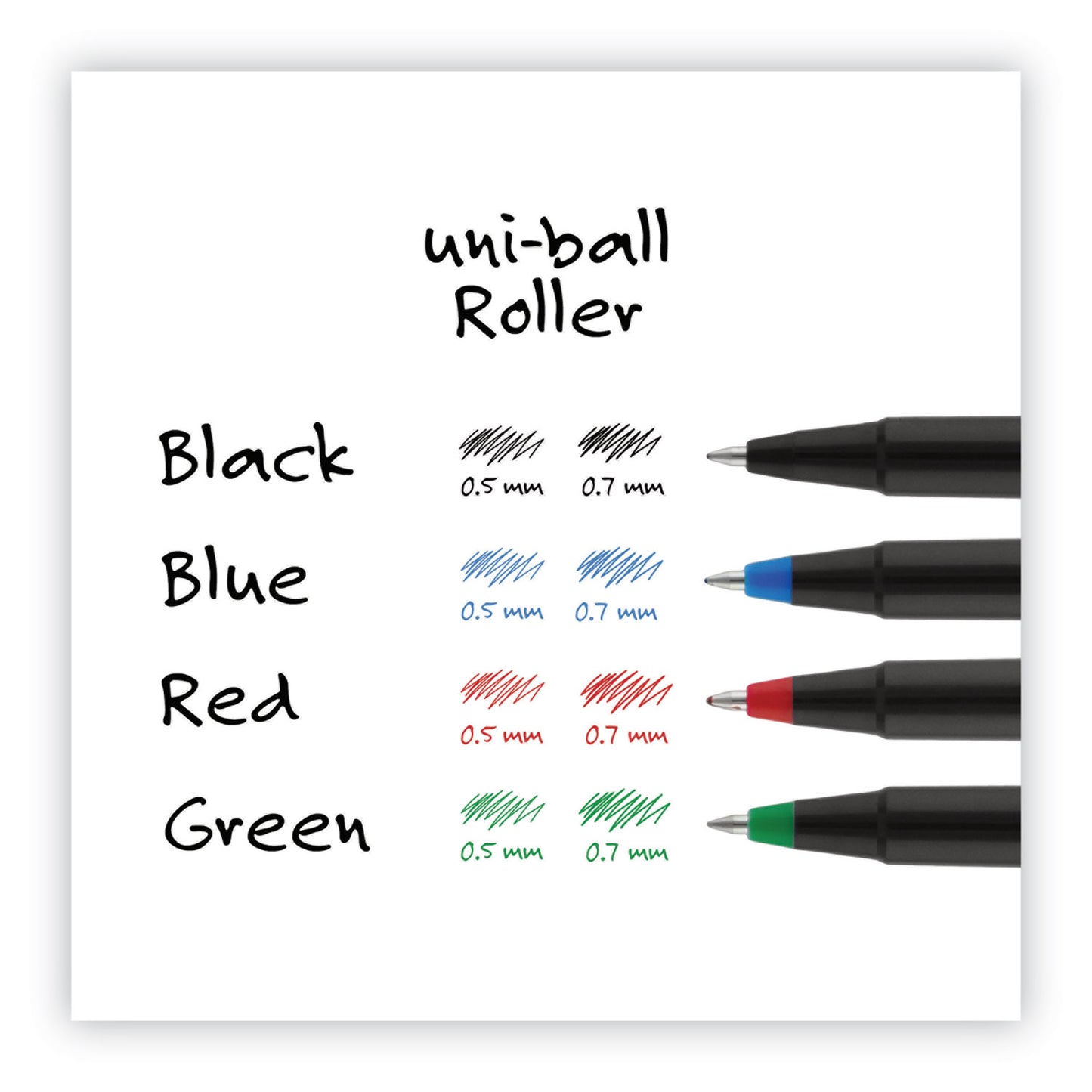 uni-ball Roller Ball Pen, Stick, Extra-Fine 0.5 mm, Blue Ink, Black/Blue Barrel, 72/Pack (2013566)