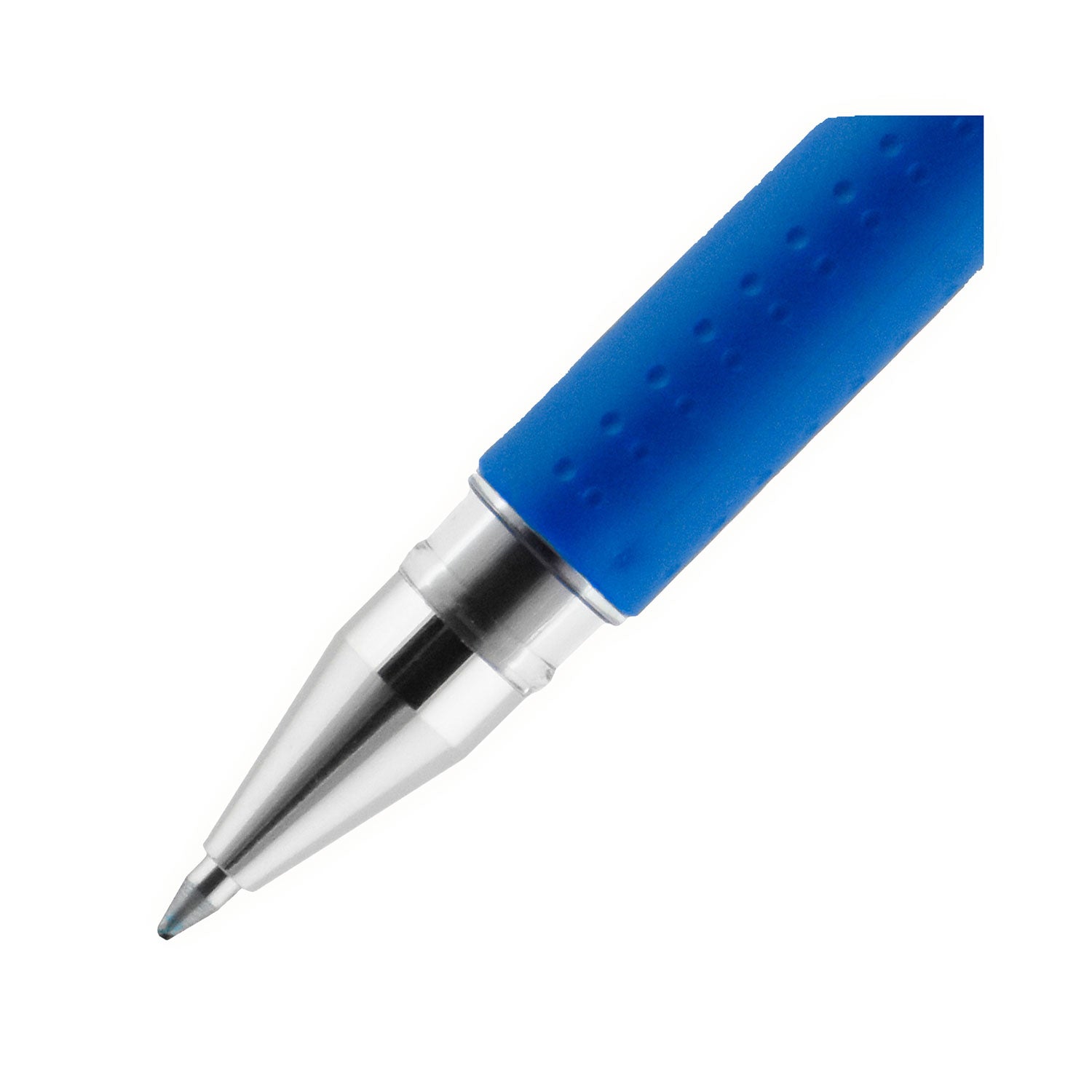 uni-ball Signo GRIP Gel Pen, Stick, Medium 0.7 mm, Blue Ink, Clear/Blue/Silver Barrel, Dozen (65451)
