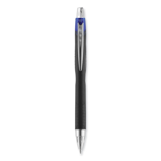 uni-ball Jetstream Retractable Hybrid Gel Pen, Bold 1 mm, Blue Ink, Black/Silver/Blue Barrel (73833)