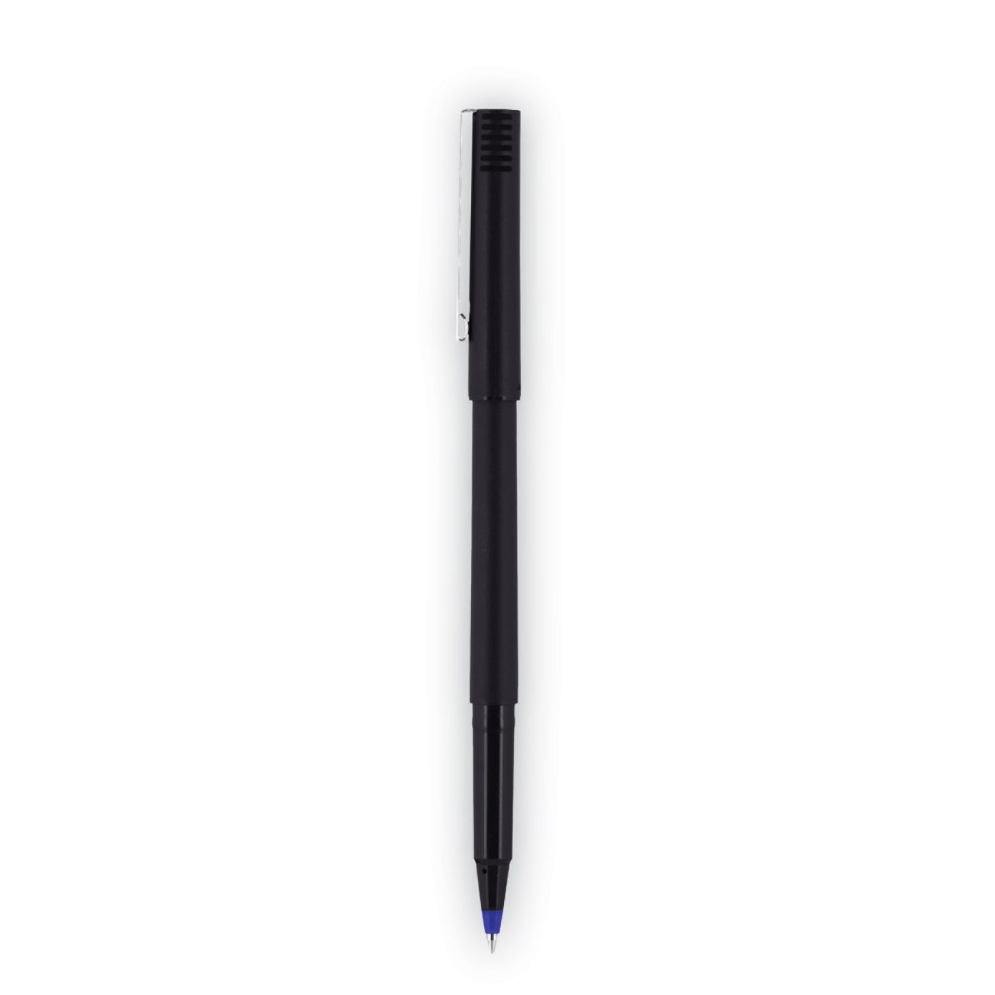 uni-ball Roller Ball Pen, Stick, Extra-Fine 0.5 mm, Blue Ink, Black/Blue Barrel, 72/Pack (2013566)