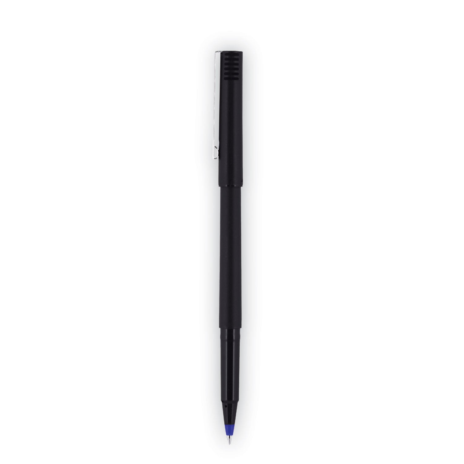uni-ball Roller Ball Pen, Stick, Extra-Fine 0.5 mm, Blue Ink, Black/Blue Barrel, 72/Pack (2013566)