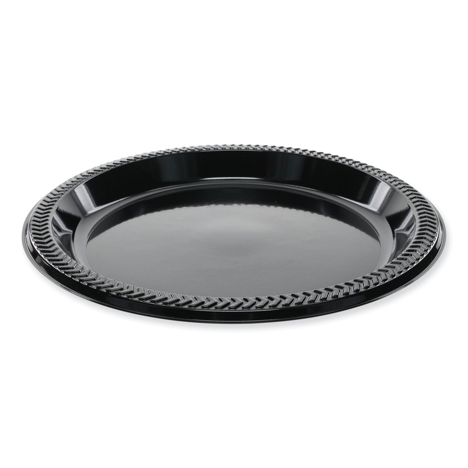 Pactiv Meadoware Impact Plastic Dinnerware, Plate, 8.9" dia, Black, 400/Carton (YMI9E)