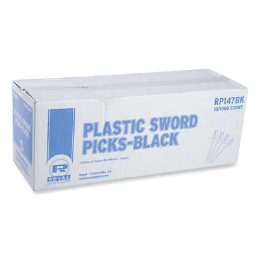 Sword Picks, 6", Black, 1,000/box, 10 Boxes/carton