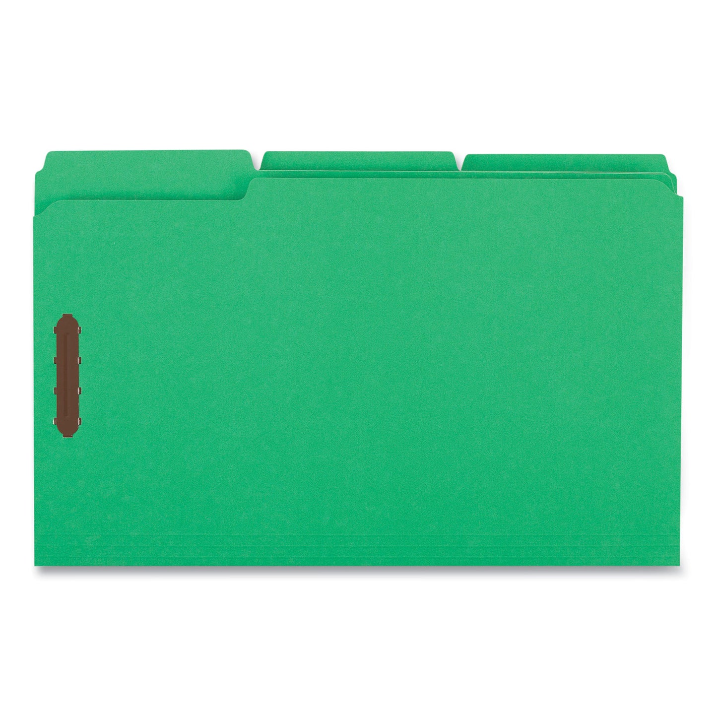 Universal Deluxe Reinforced Top Tab Fastener Folders, 0.75" Expansion, 2 Fasteners, Legal Size, Green Exterior, 50/Box (13526)
