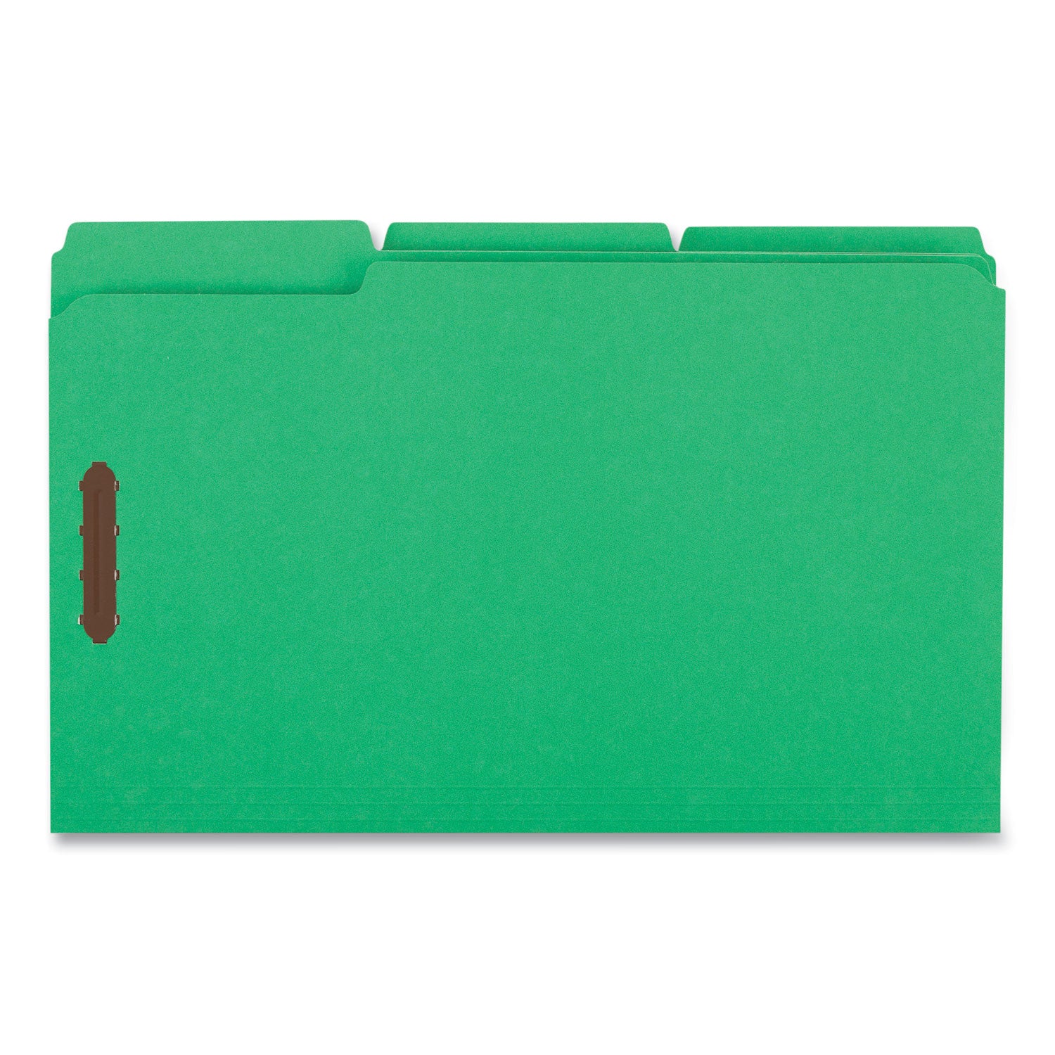 Universal Deluxe Reinforced Top Tab Fastener Folders, 0.75" Expansion, 2 Fasteners, Legal Size, Green Exterior, 50/Box (13526)