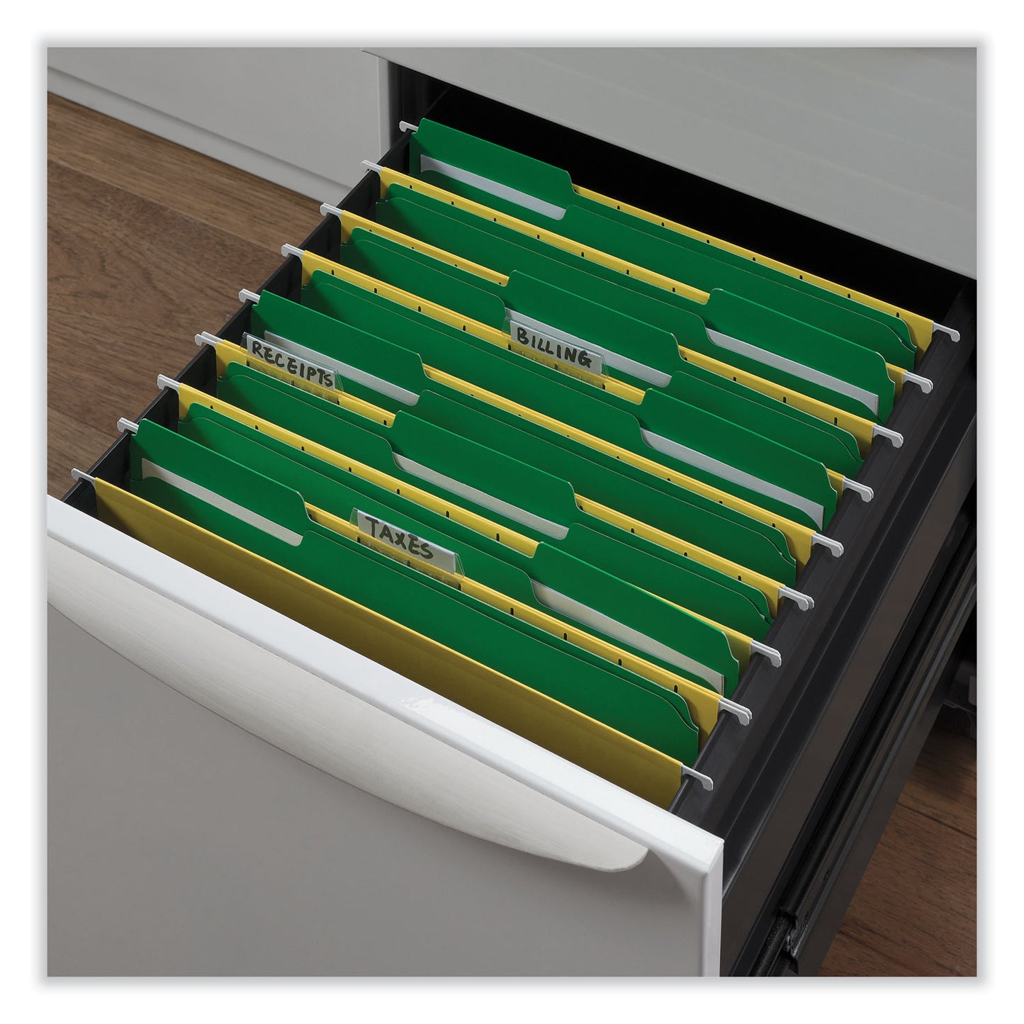 Universal Reinforced Top-Tab File Folders, 1/3-Cut Tabs: Assorted, Letter Size, 1" Expansion, Green, 100/Box (16162)