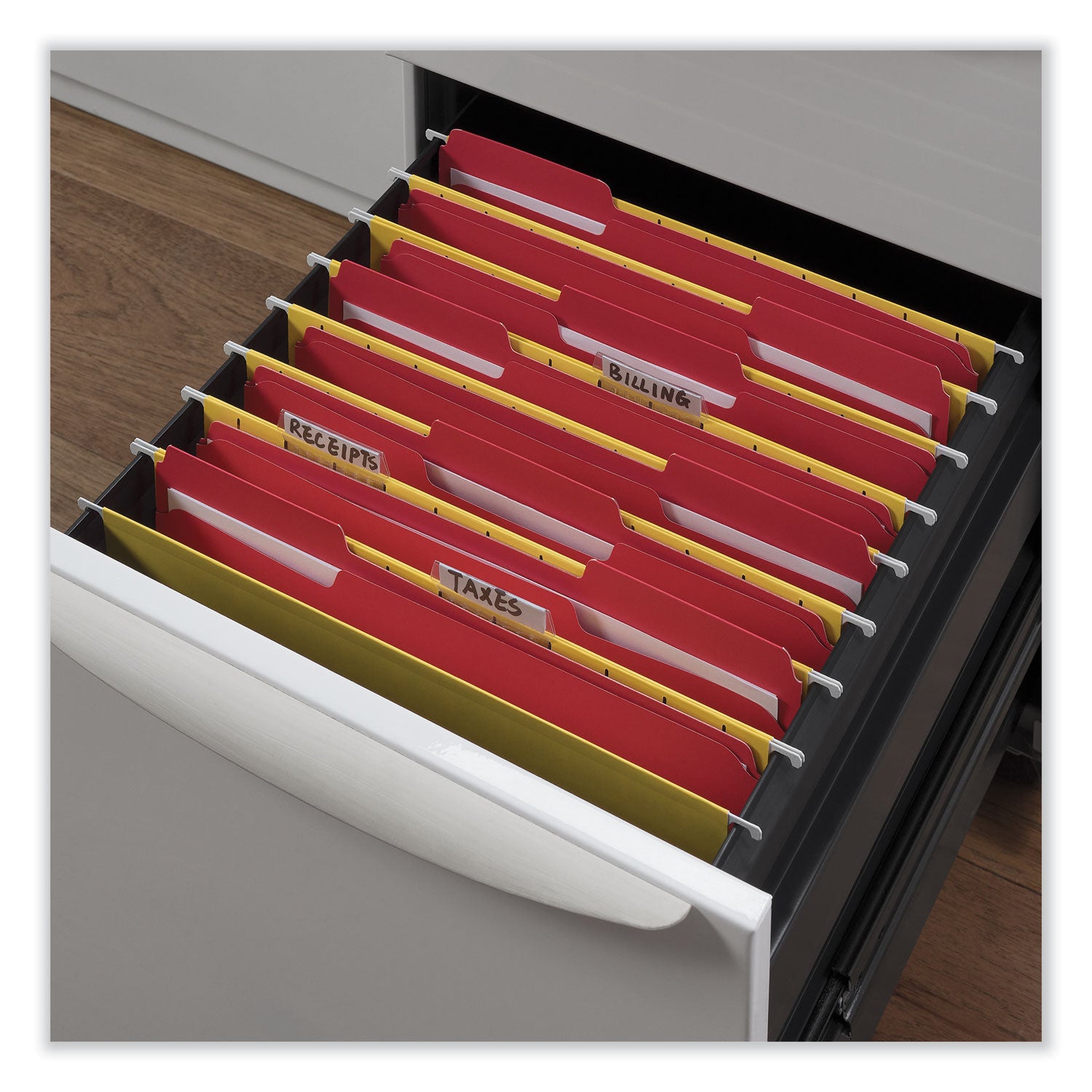 Universal Reinforced Top-Tab File Folders, 1/3-Cut Tabs: Assorted, Letter Size, 1" Expansion, Red, 100/Box (16163)