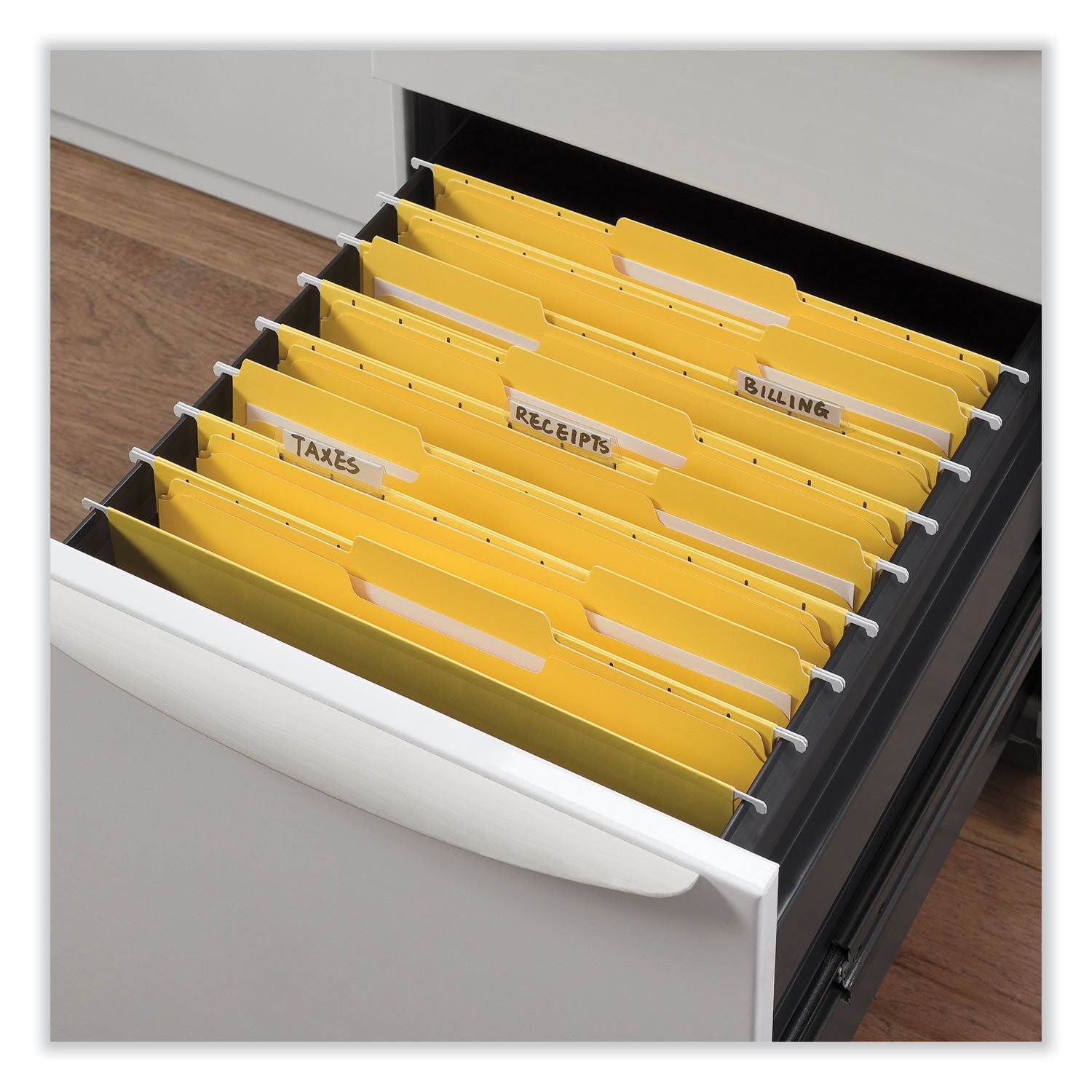 Universal Reinforced Top-Tab File Folders, 1/3-Cut Tabs: Assorted, Letter Size, 1" Expansion, Yellow, 100/Box (16164)