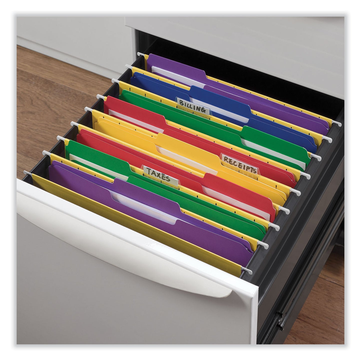 Universal Reinforced Top-Tab File Folders, 1/3-Cut Tabs: Assorted, Letter Size, 1" Expansion, Assorted Colors, 100/Box (16166)